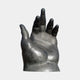 Monumental Contemporary Open Hand Bronze Sculpture by Giant Sculptures, palm facing outward with fingers splayed, near-black patina, shown on a plain background.
