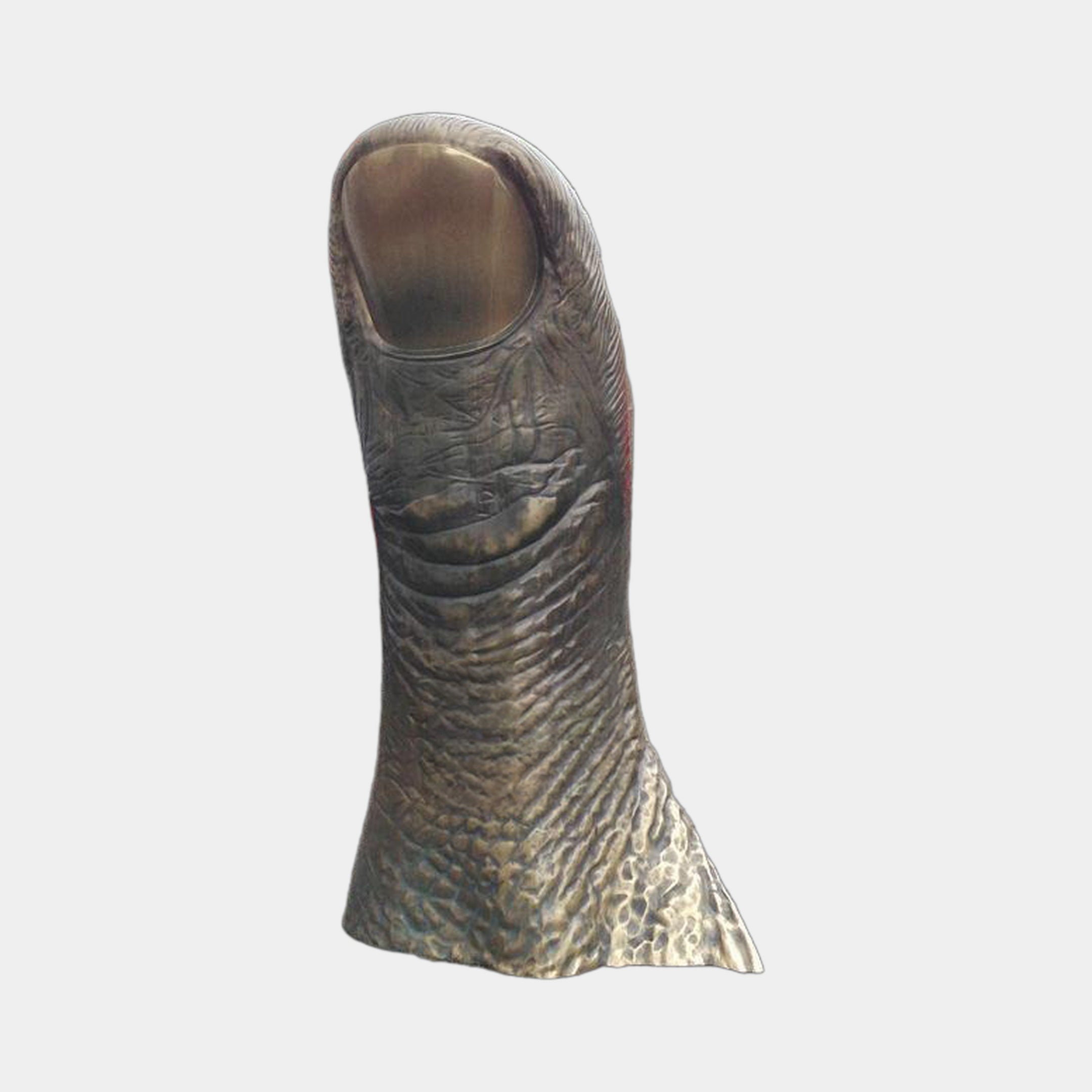 Monumental Contemporary Oversized Human Thumb Bronze Sculpture by Giant Sculptures, upright with detailed skin texture and polished nail, shown on a plain background.