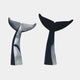 Monumental Paired Whale Tail Bronze Sculpture by Giant Sculptures, two upright fluked tails in near-black patina angled toward each other on a plain background.