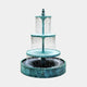 Monumental Contemporary Three-Tier Cascading Bronze Fountain, 280cm, with a ribbed basin and spherical finial, water sheeting between tiers, on a plain white background.