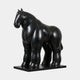 Monumental Contemporary Voluminous Standing Horse Bronze Sculpture by Giant Sculptures in polished black patina on a low rectangular plinth, shown against a plain background.