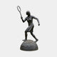 Monumental Female Tennis Player Bronze Sculpture by Giant Sculptures, 220cm, mid-swing pose with raised racket on a domed granite plinth inscribed Dorothy Round.