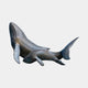 Monumental Humpback Whale and Calf Bronze Sculpture by Giant Sculptures, adult rearing upward beside a calf, engraved patterning and warm brown patina.