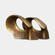 Monumental Modern Abstract Arch Bronze Sculpture by Giant Sculptures, 370cm, with two intertwined arches in warm golden-brown patina on a plain background.