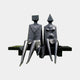Monumental Modern Abstract Seated Figures Bronze Sculpture by Giant Sculptures, two stylised figures with cubic and triangular heads on an integral bench.