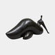 Monumental Modern Reclining Female Figure Bronze Sculpture by Giant Sculptures, dark patina abstract form with massive curved body and slender elongated head.