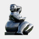 Monumental Modern Seated Nude Female Bronze Sculpture by Giant Sculptures, 300cm, near-black patina, seated with one arm raised behind the tilted head.