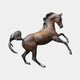 Giant Sculptures Monumental Rearing Arabian Horse Bronze Sculpture 260cm in warm brown patina with black mane and tail, rearing pose on plain background.