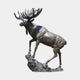 Monumental Rearing Bull Moose Bronze Sculpture by Giant Sculptures, 300cm dark brown patina figure with broad antlers on a textured rocky base.