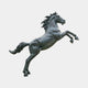 Monumental Rearing Horse Bronze Sculpture 260cm by Giant Sculptures, shown rearing on hind legs with flowing mane and dark greenish-black patina against a plain background.