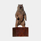 Giant Sculptures Monumental Standing Bear Bronze Sculpture 380cm, rearing upright with warm brown patina, mounted on a square granite plinth against a plain grey background.