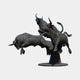 Monumental Three Charging Bulls Bronze Sculpture by Giant Sculptures, 450cm, dark patina bulls mid-leap on a rocky mound base against a plain background.