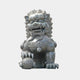 Monumental Traditional Chinese Guardian Lion Bronze Sculpture by Giant Sculptures, front view of the seated Fu Dog with paw on a lattice orb, dark patina.