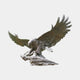 Monumental Traditional Eagle Bronze Sculpture 220cm by Giant Sculptures, wings fully spread mid-landing with talons gripping a rocky branch, dark antique patina.