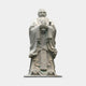 Monumental Traditional Elder Scholar Bronze Statue by Giant Sculptures, 350cm robed figure with long beard and clasped hands, weathered dark patina, plain background.