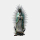 Monumental Traditional Our Lady of Guadalupe Bronze Statue 400cm by Giant Sculptures, polychrome teal mantle, spike halo, crescent moon and cherub base.