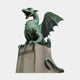 Giant Sculptures Monumental Traditional Rearing Winged Dragon Bronze Sculpture 350cm with verdigris patina, spread wings and open jaws, on a pale stone plinth.