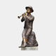Giant Sculptures Traditional Boy Playing Flute Fountain Bronze Sculpture 130cm, hatted boy seated on a rock playing a recorder, warm brown patina on a plinth.