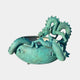 Giant Sculptures Traditional Chinese Dragon and Fish Vessel Bronze Sculpture 90cm, verdigris-patinated dragon coiled around an oval fish vessel, on plain background.