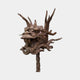 Traditional Chinese Dragon Head Bronze Sculpture by Giant Sculptures, 45cm tall with roaring jaws, branching horns and flowing mane on a twisted staff.