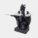 Traditional Dragon Coffee Table Bronze Sculpture by Giant Sculptures, 85cm rearing black-patina dragon with spread wings holding a rectangular glass top on a plinth.
