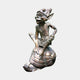 Traditional Laughing Goblin on Tortoise Bronze Sculpture by Giant Sculptures, 80cm, with warm brown patina, shown head thrown back in laughter on a light background.