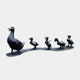 Traditional Mother Duck and Ducklings Bronze Sculpture, 60cm, showing a bronze mother duck with open bill leading four ducklings on a naturalistic base, set against a plain white background.