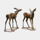 Traditional Standing Fawn Pair Bronze Sculpture by Giant Sculptures, two 90cm spotted deer in warm brown patina on natural bases, shown against a plain background.