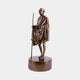Traditional Standing Gandhi Figure Bronze Statue by Giant Sculptures, 30cm, shown in a walking pose with staff and draped shawl on an inscribed cylindrical base.