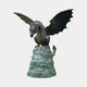 Traditional Winged Dragon Bronze Fountain 150cm by Giant Sculptures, wings spread wide atop a verdigris rocky base, shown against a plain light background.