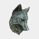 Traditional Wolf Head Bronze Sculpture by Giant Sculptures, 70cm wall-mounted bust in antique bronze with golden-brown patina, head lowered in left profile.